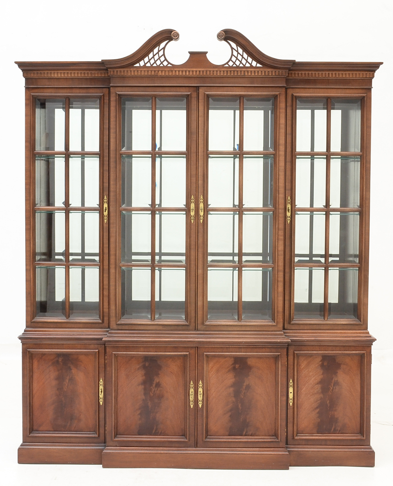 Mahogany Finish Breakfront China Cabinet