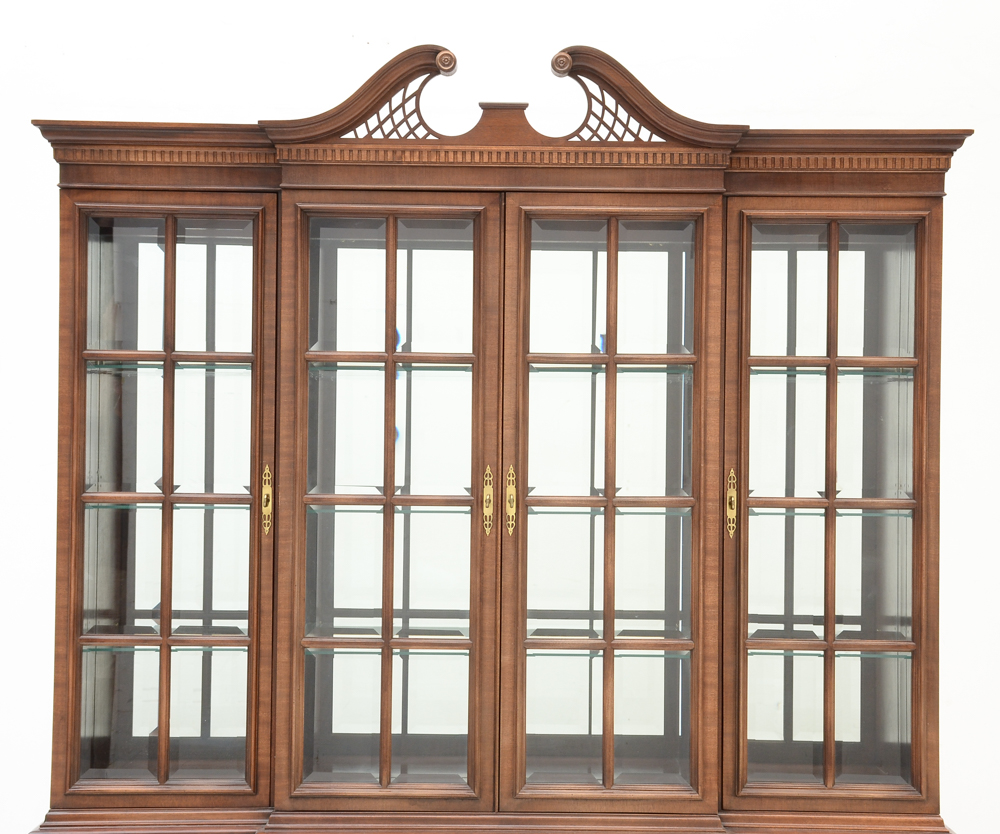 Mahogany Finish Breakfront China Cabinet