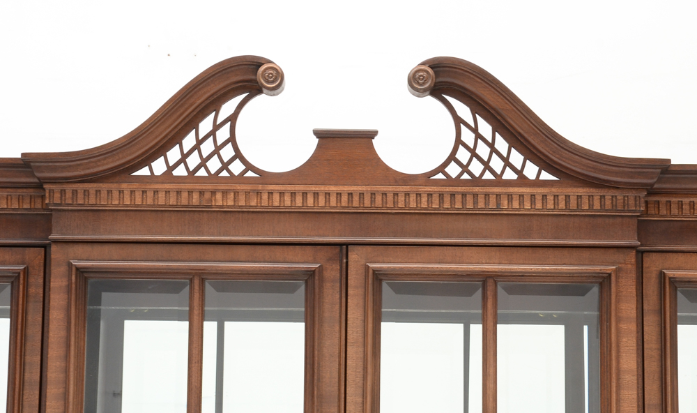 Mahogany Finish Breakfront China Cabinet