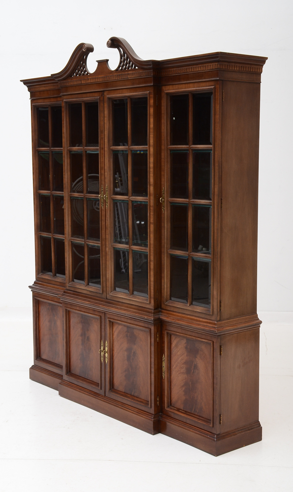 Mahogany Finish Breakfront China Cabinet