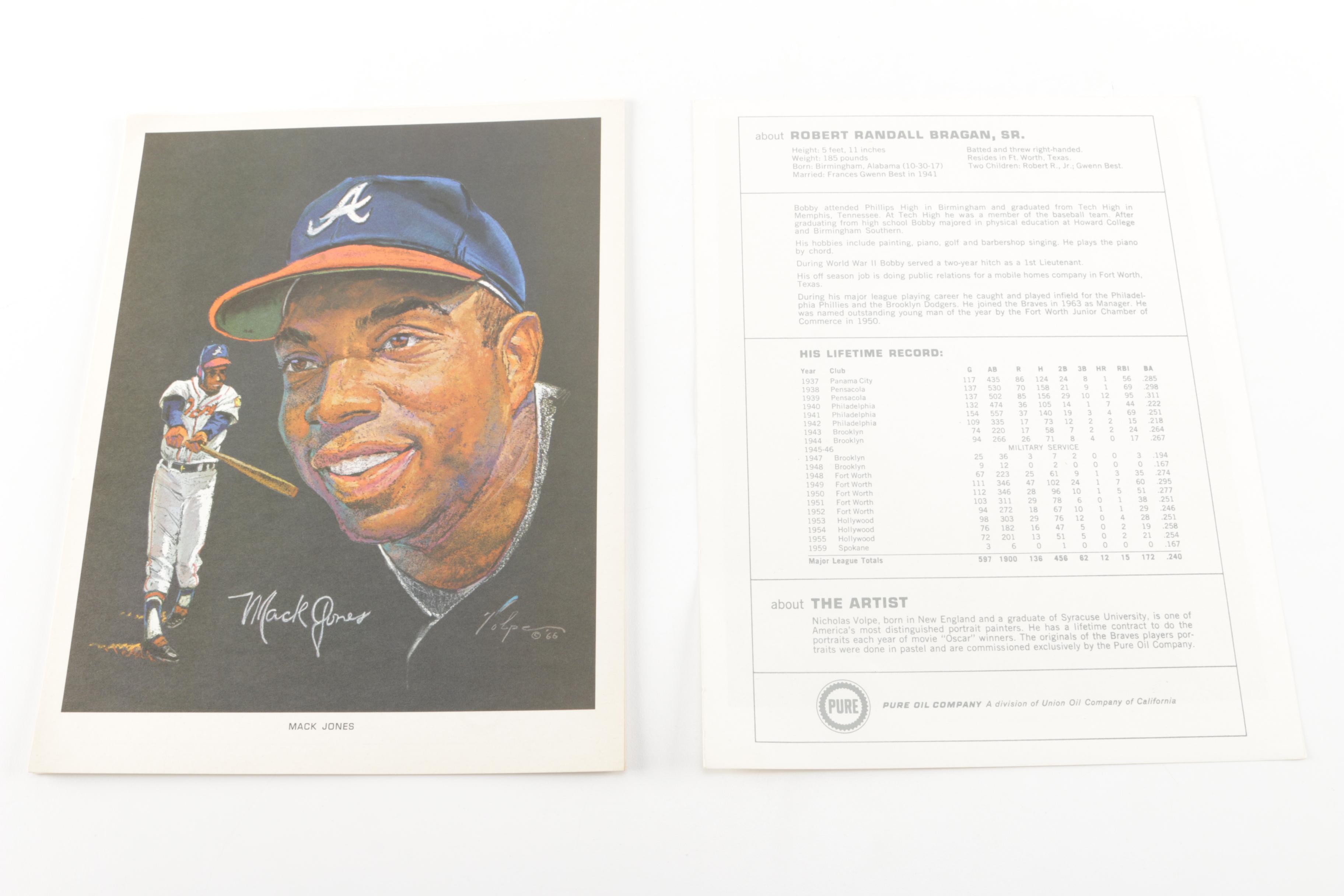 Pete Rose Pamphlet and Offset Lithographs of Atlanta Braves Players