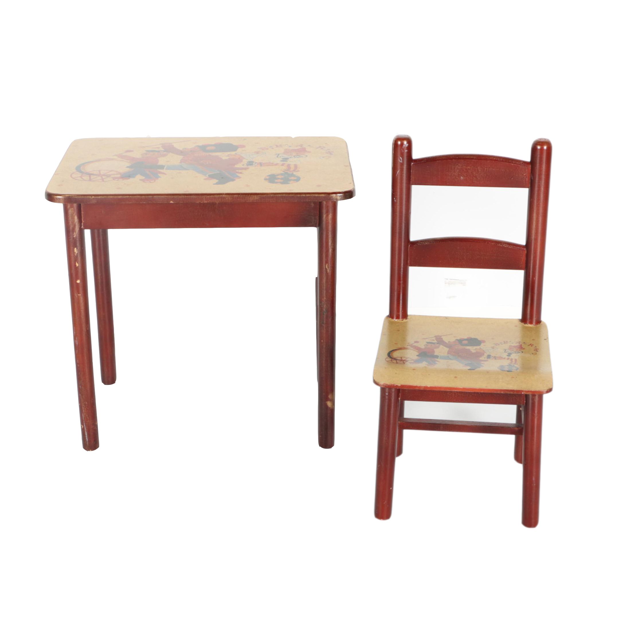 Wooden Doll Table and Chair