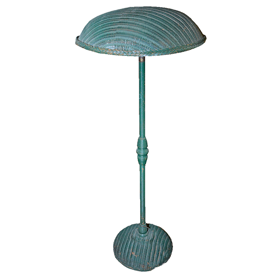 Vintage Green Wicker Floorlamp
