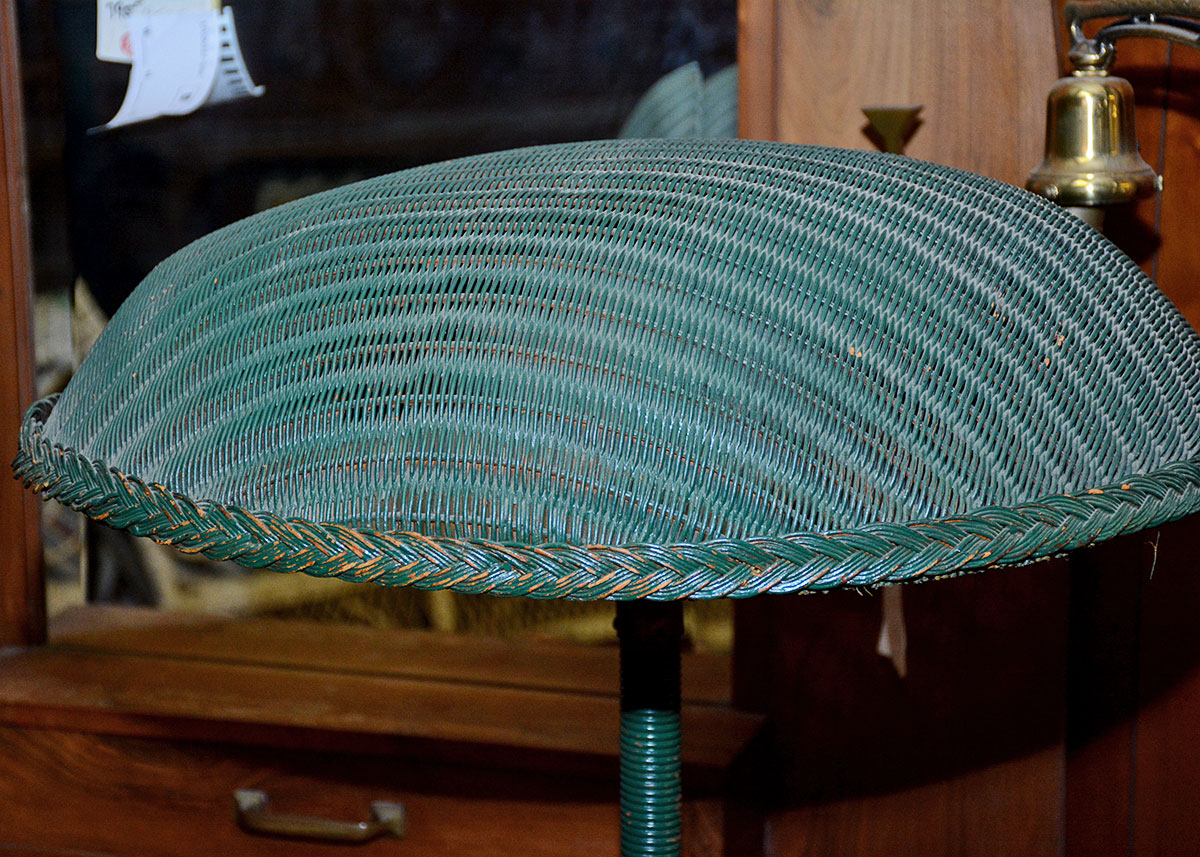 Vintage Green Wicker Floorlamp