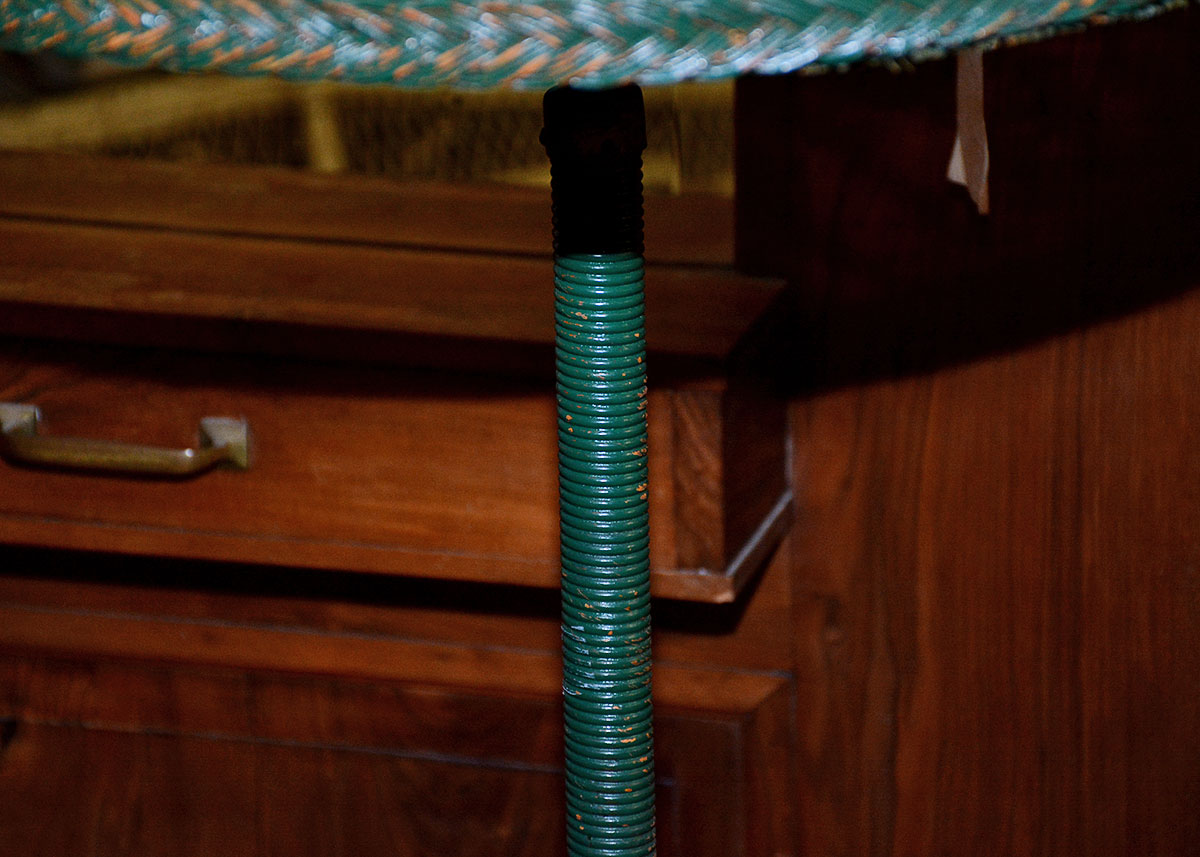 Vintage Green Wicker Floorlamp