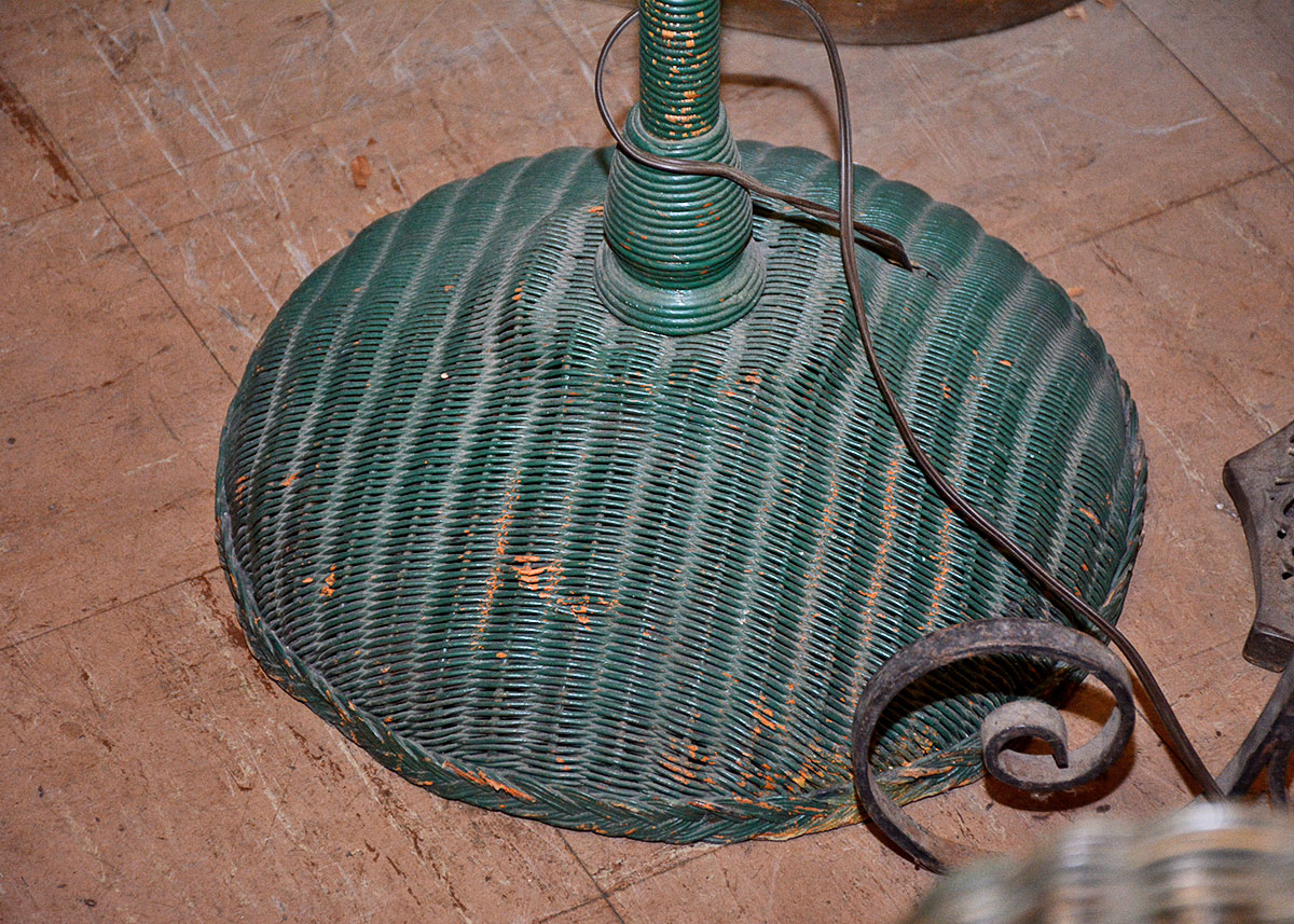 Vintage Green Wicker Floorlamp