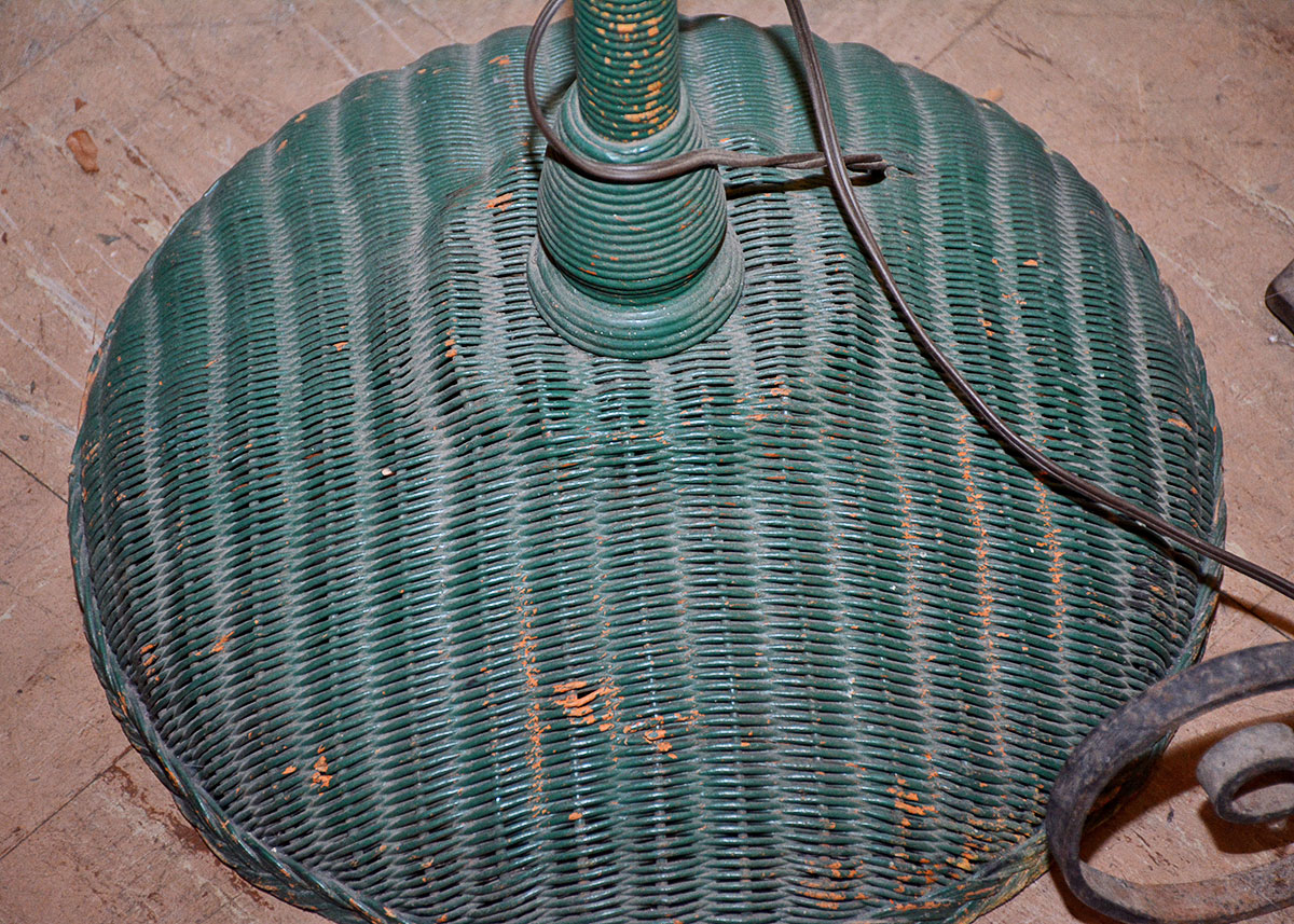 Vintage Green Wicker Floorlamp