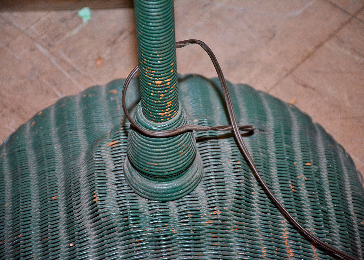 Vintage Green Wicker Floorlamp
