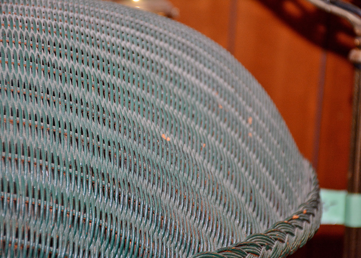 Vintage Green Wicker Floorlamp