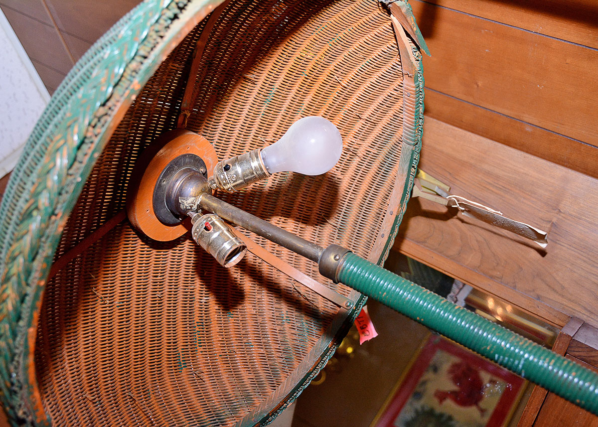 Vintage Green Wicker Floorlamp