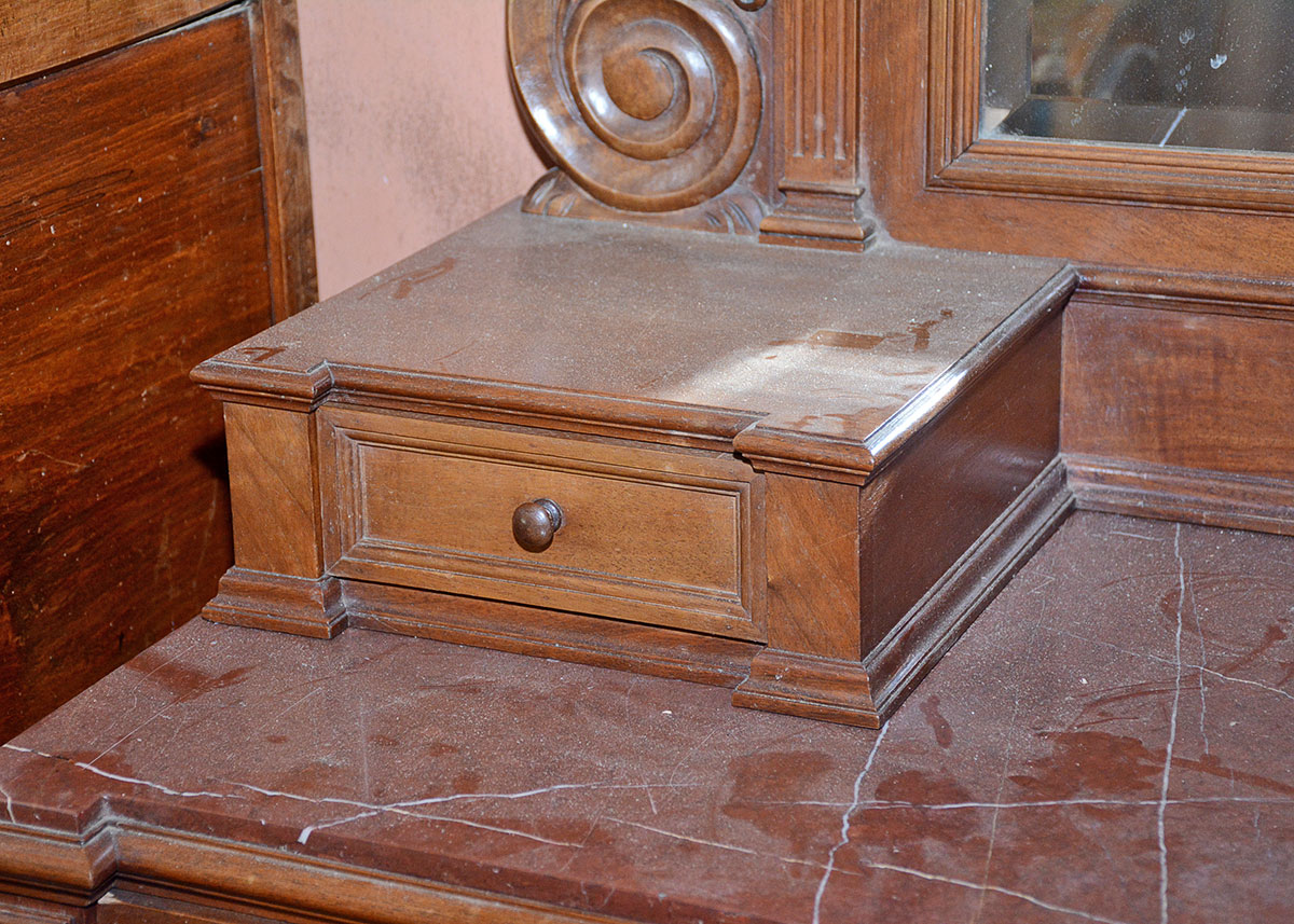 Antique Eastlake Style Marble Top Chest of Drawers With Vanity Mirror