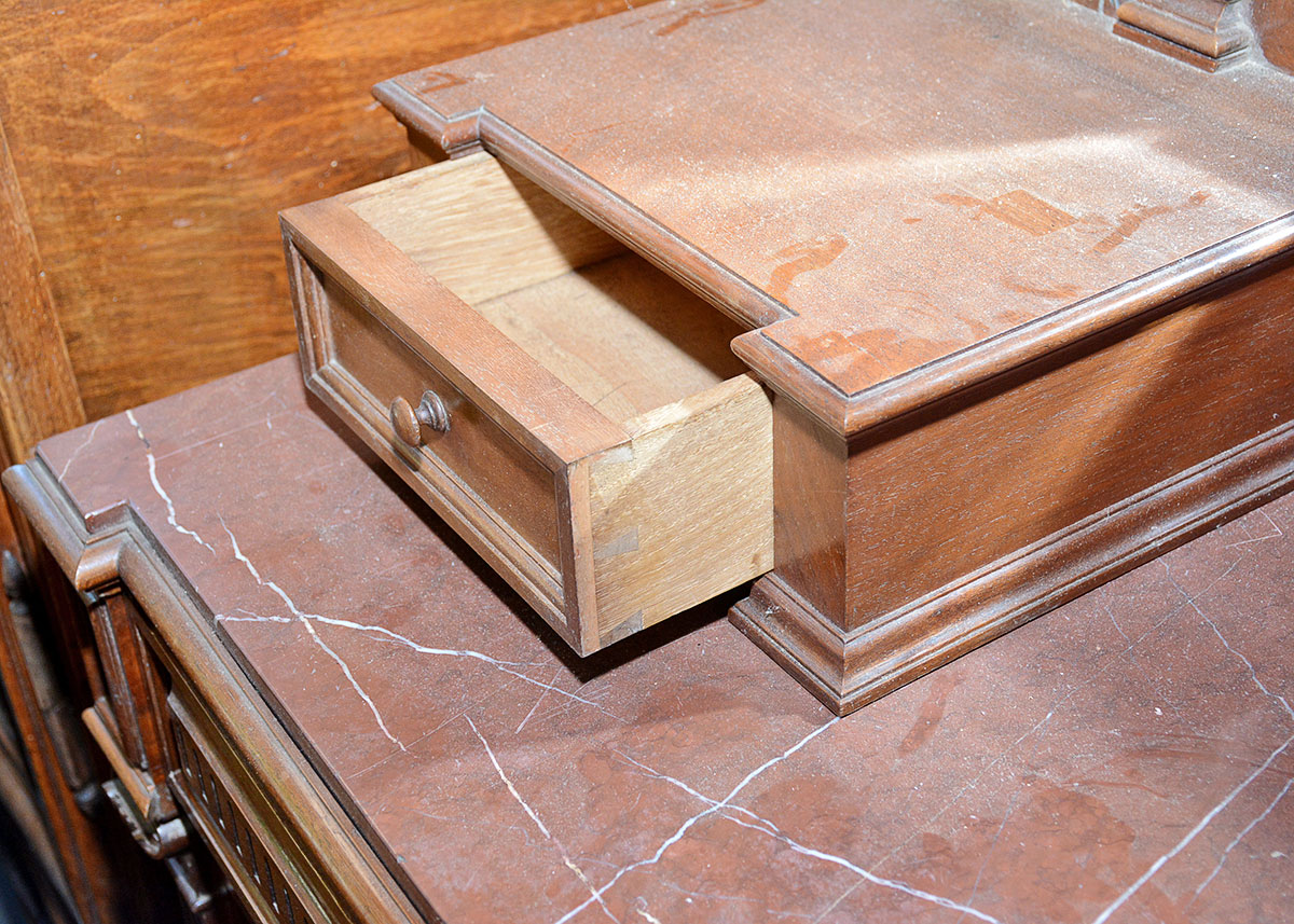 Antique Eastlake Style Marble Top Chest of Drawers With Vanity Mirror