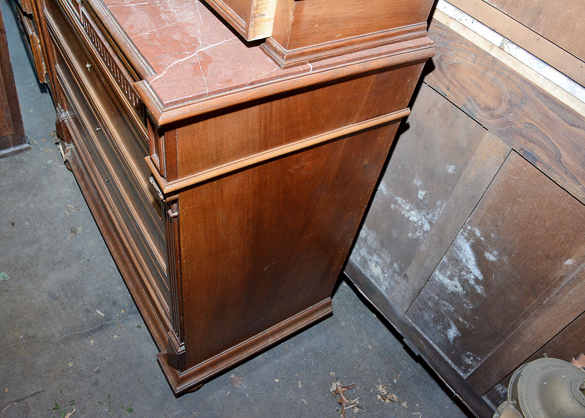 Antique Eastlake Style Marble Top Chest of Drawers With Vanity Mirror
