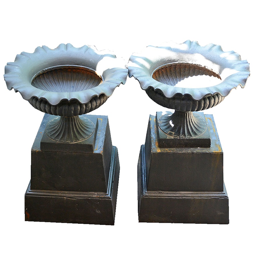 Cast Iron Pedestal Urn Planters