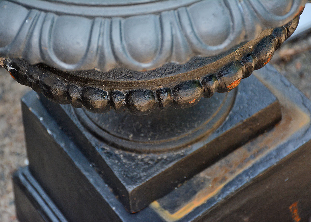 Pair of  Cast Iron Petaled Urn Planters