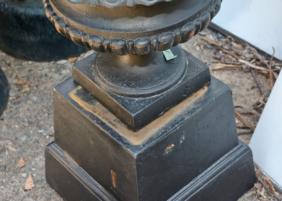 Pair of  Cast Iron Petaled Urn Planters
