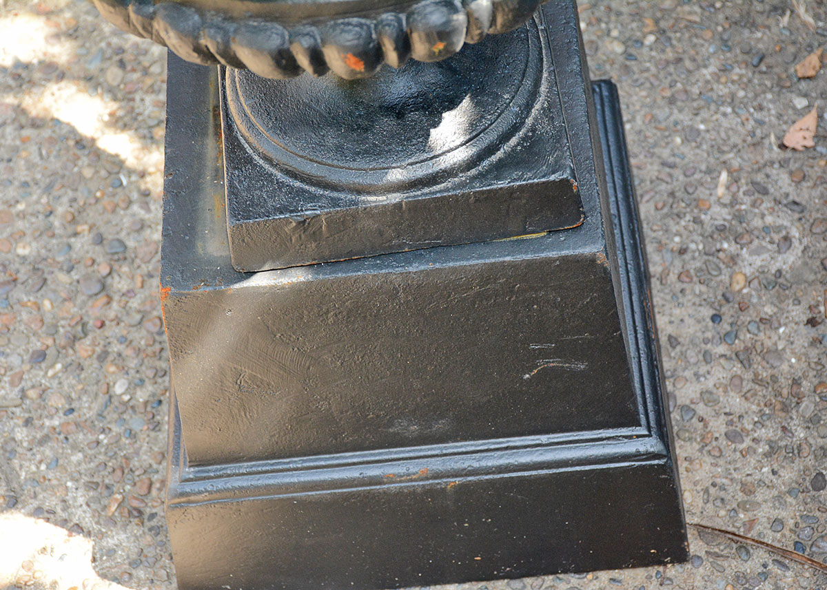 Pair of  Cast Iron Petaled Urn Planters