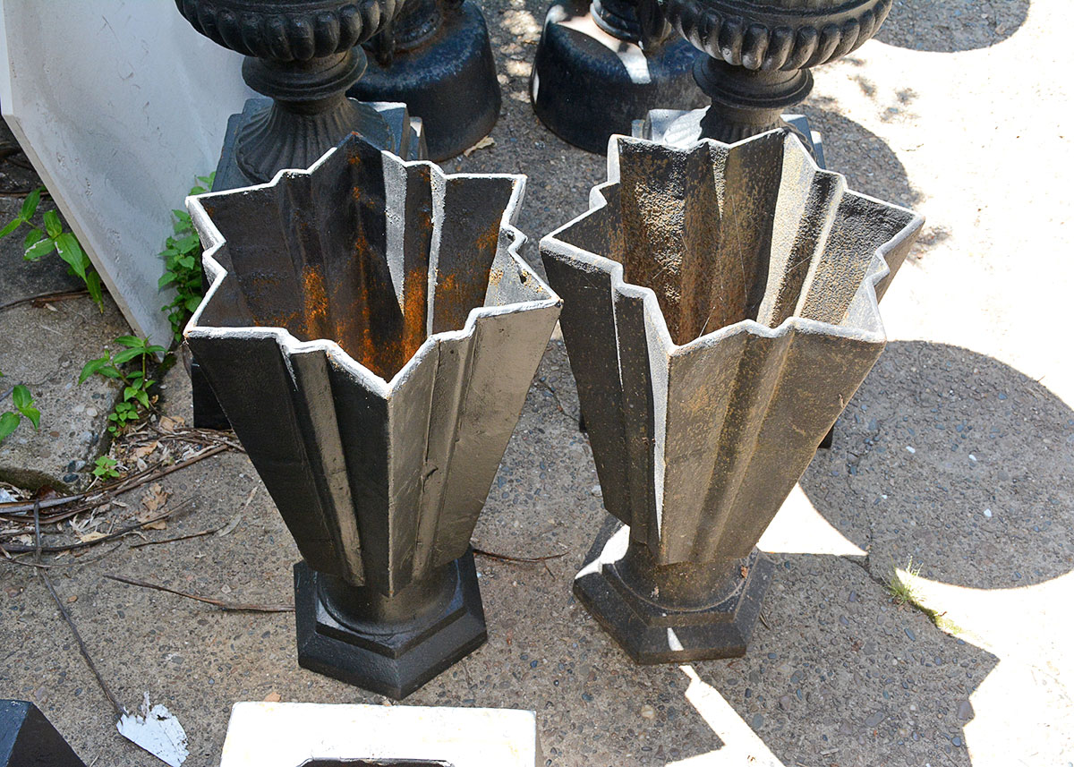 Pair of Cast Iron Art Deco Style Planters