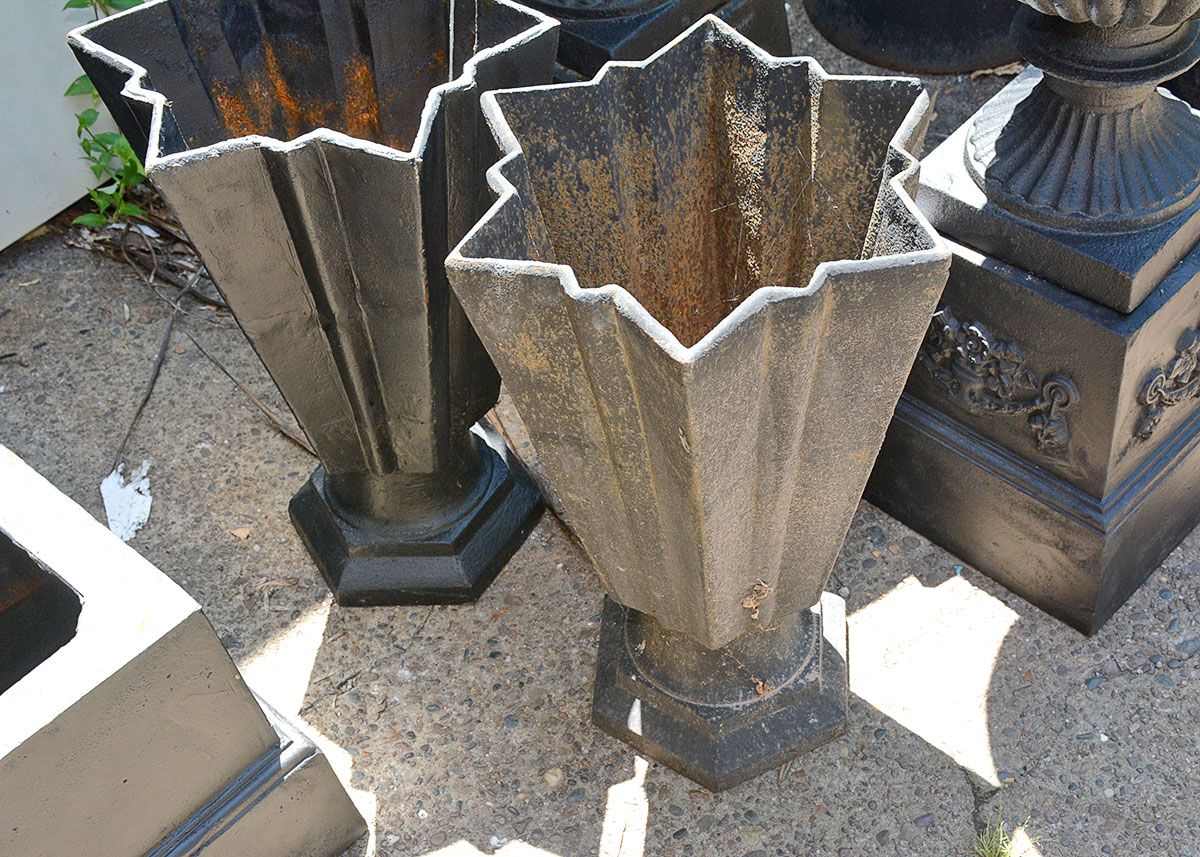 Pair of Cast Iron Art Deco Style Planters