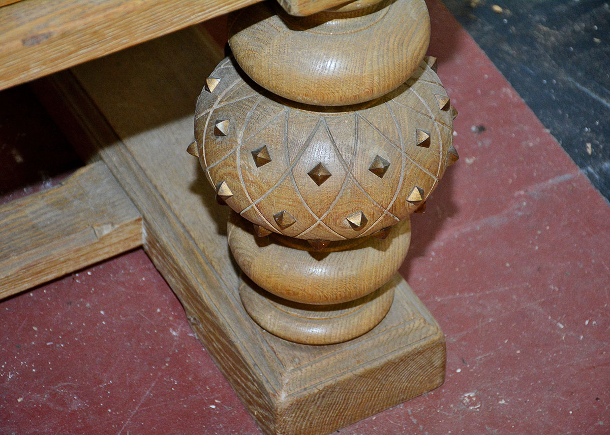 Large French Oak Buffet With Inlaid Tooled Leather Panels