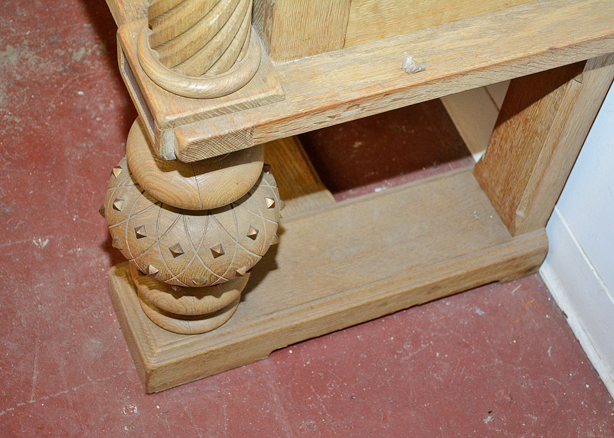 Large French Oak Buffet With Inlaid Tooled Leather Panels