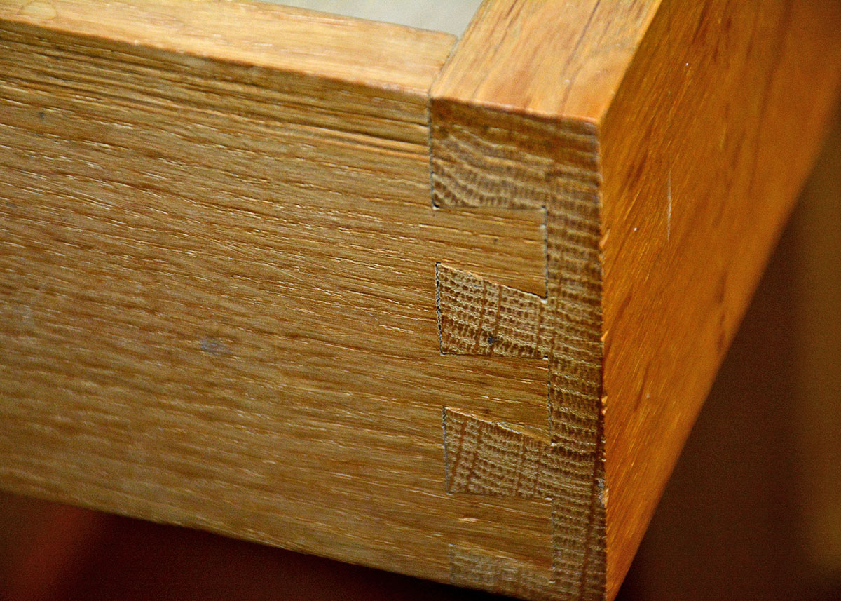 Large French Oak Buffet With Inlaid Tooled Leather Panels