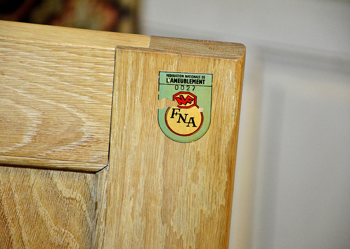 Large French Oak Buffet With Inlaid Tooled Leather Panels