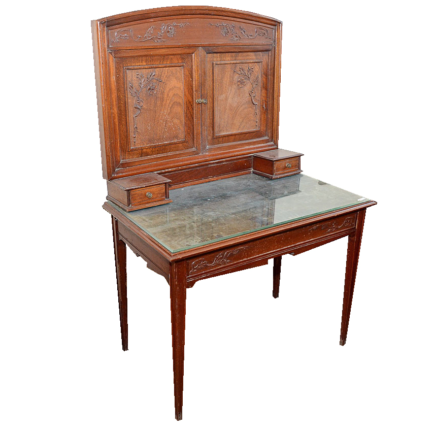French Art Nouveau Style Writing Table with Mirror