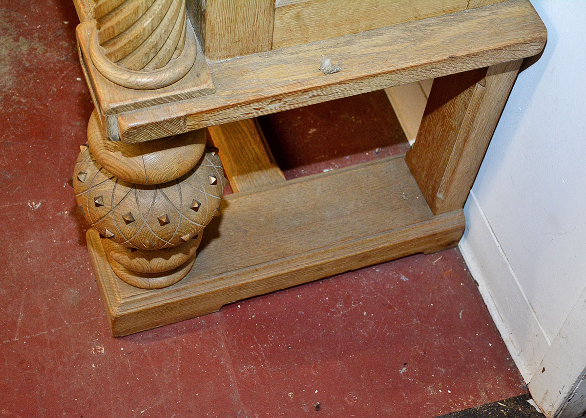 Large French Oak Buffet With Inlaid Tooled Leather Panels