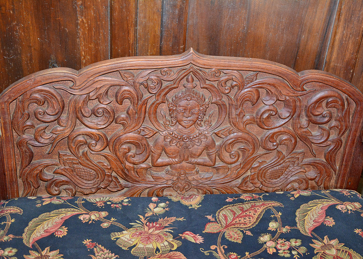 Thai Carved Mahogany Settee