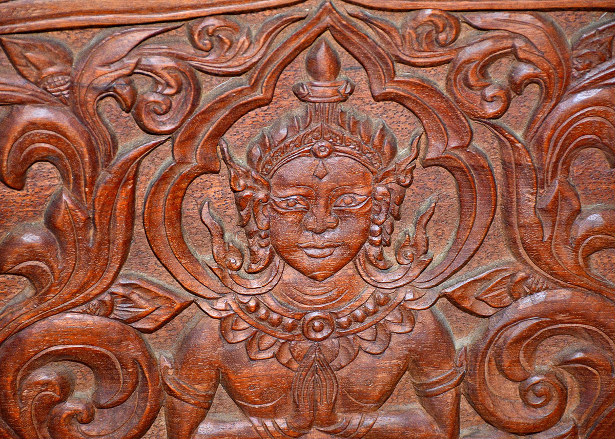 Thai Carved Mahogany Settee