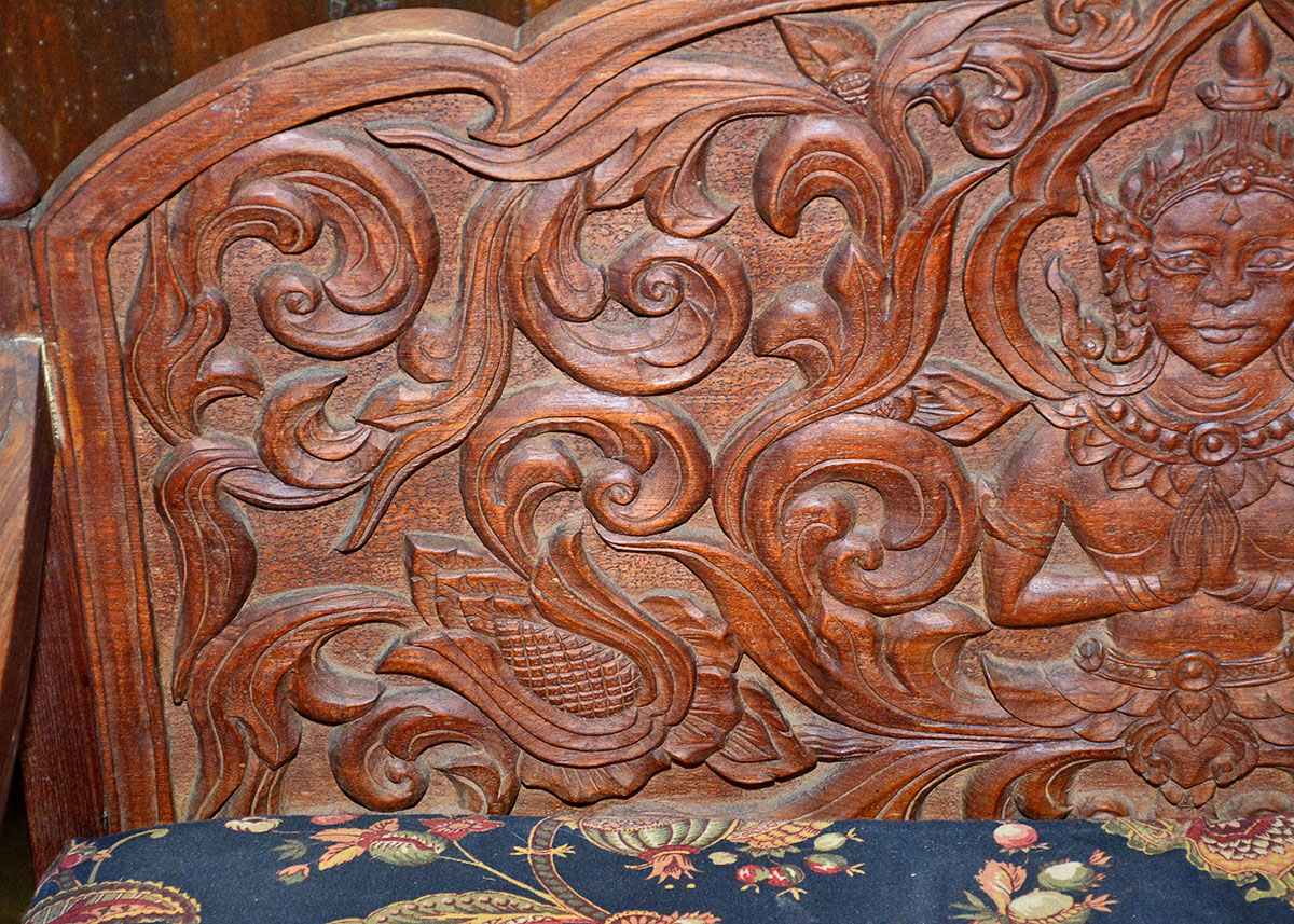Thai Carved Mahogany Settee