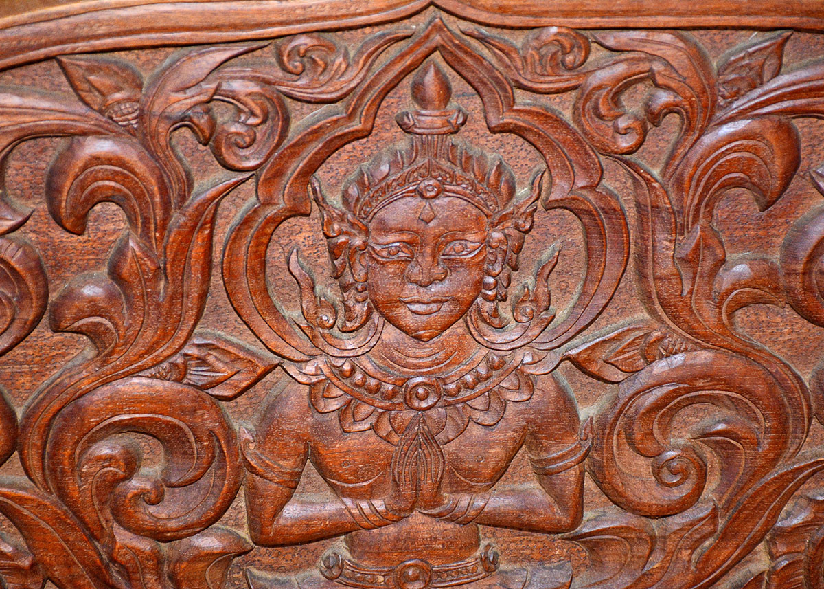 Thai Carved Mahogany Settee