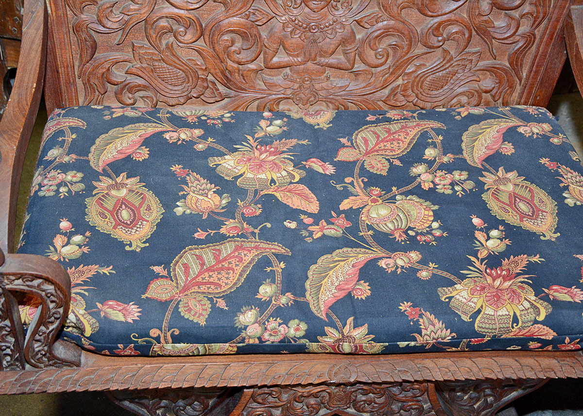 Thai Carved Mahogany Settee
