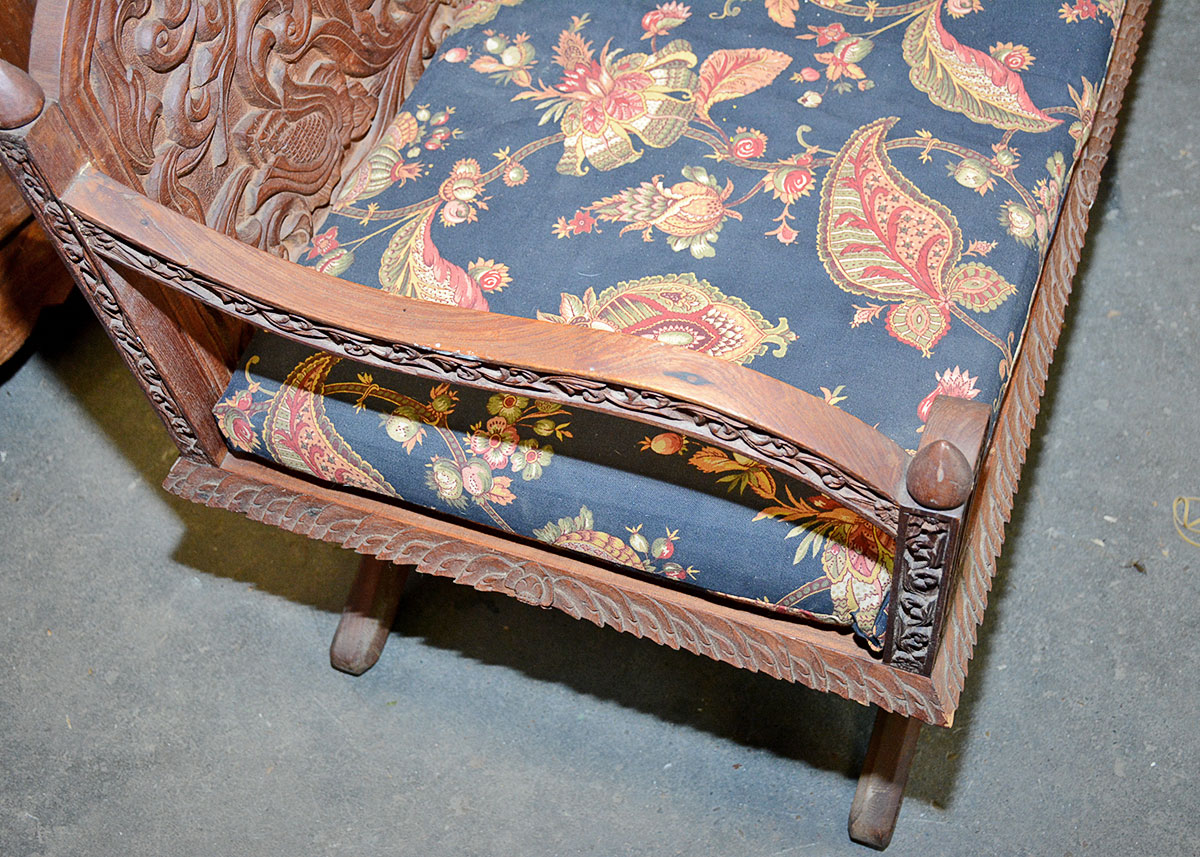 Thai Carved Mahogany Settee