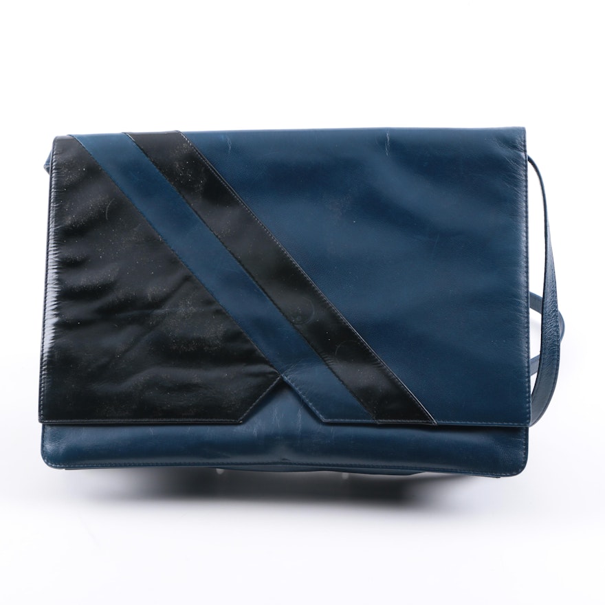 Bruno Magli Blue Leather Handbag