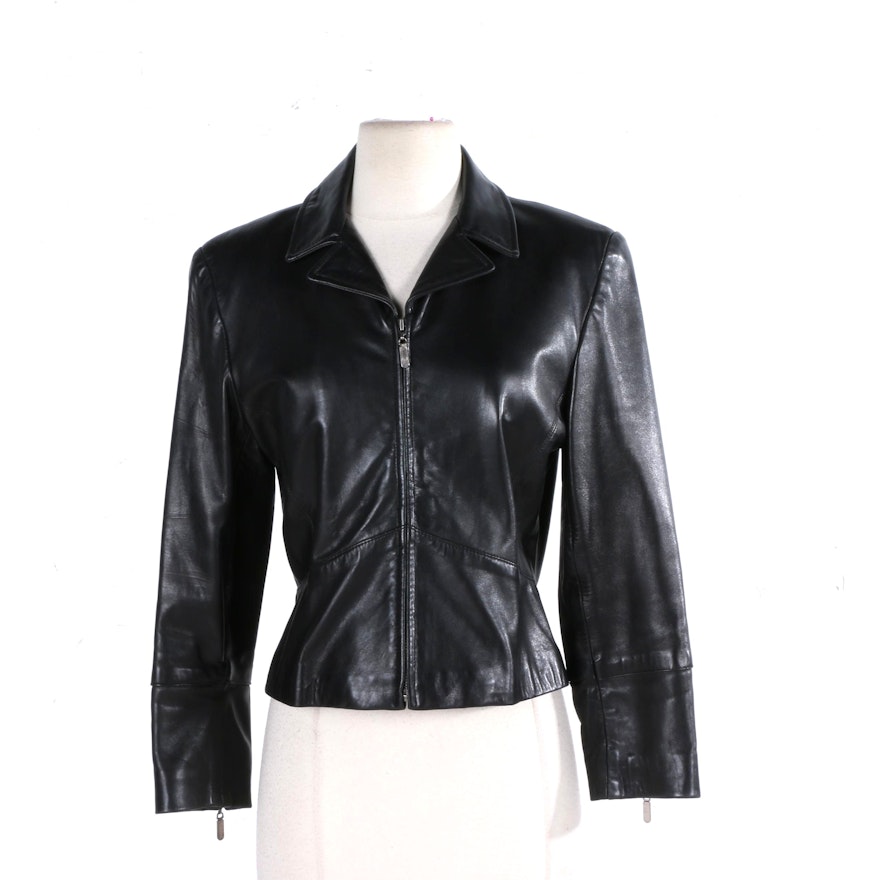 Women's Black Leather Jacket by Siena Collection