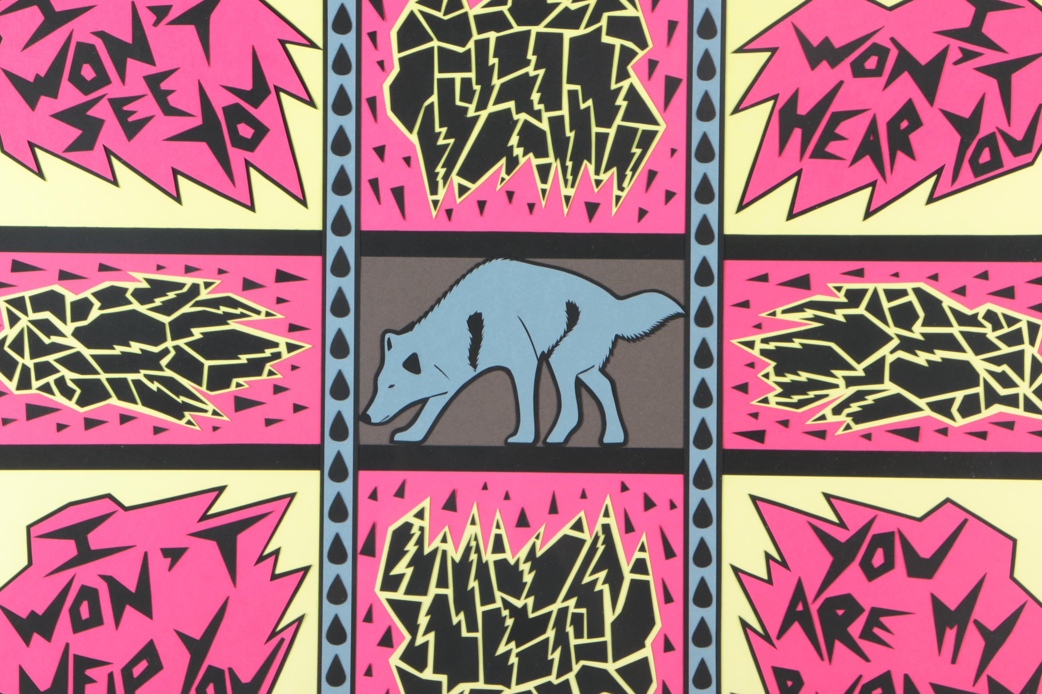 Sally Spiegel 2003 Mixed Media Paper Collage "My Burden" From the "Wolff" Series