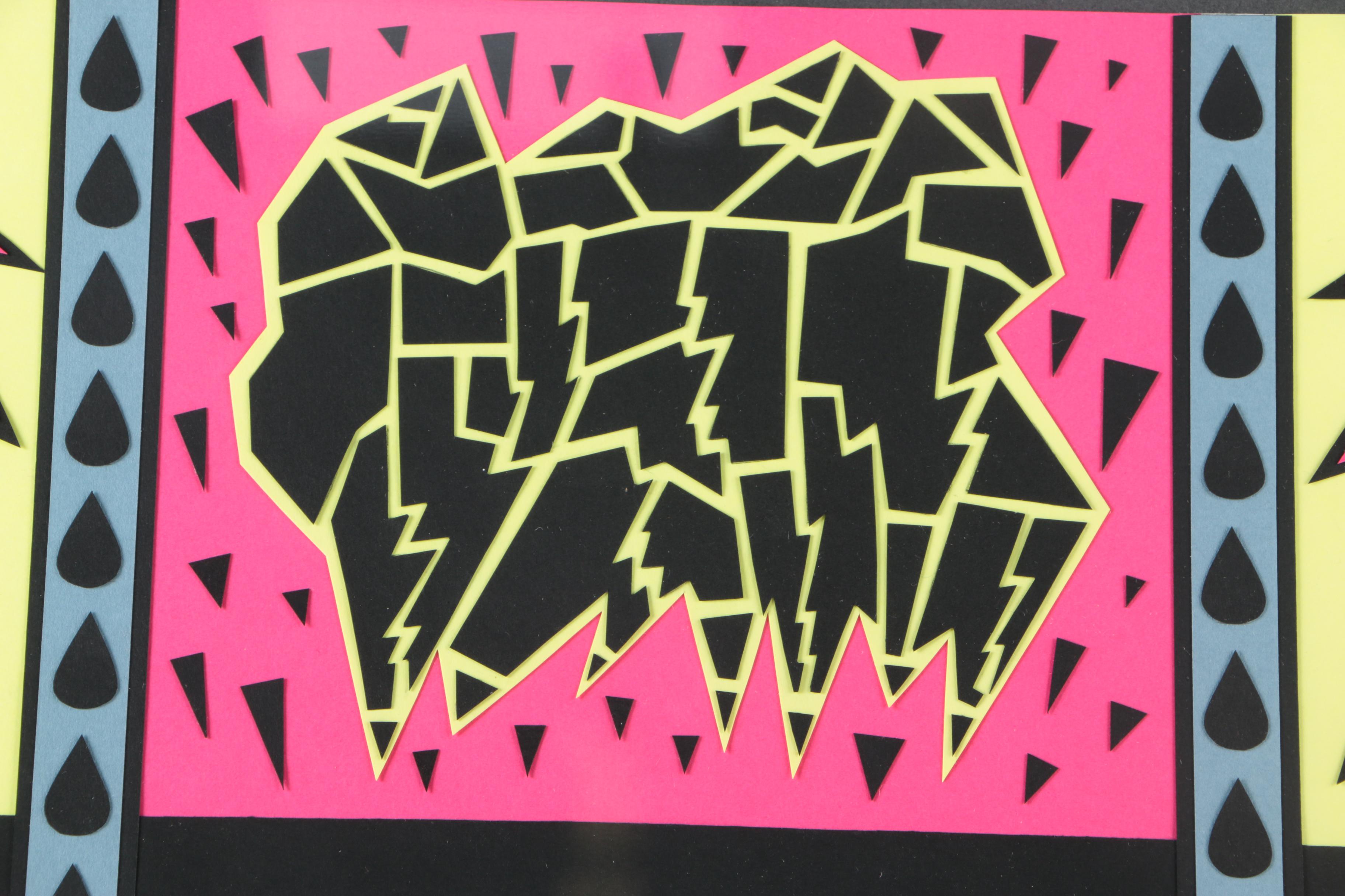 Sally Spiegel 2003 Mixed Media Paper Collage "My Burden" From the "Wolff" Series