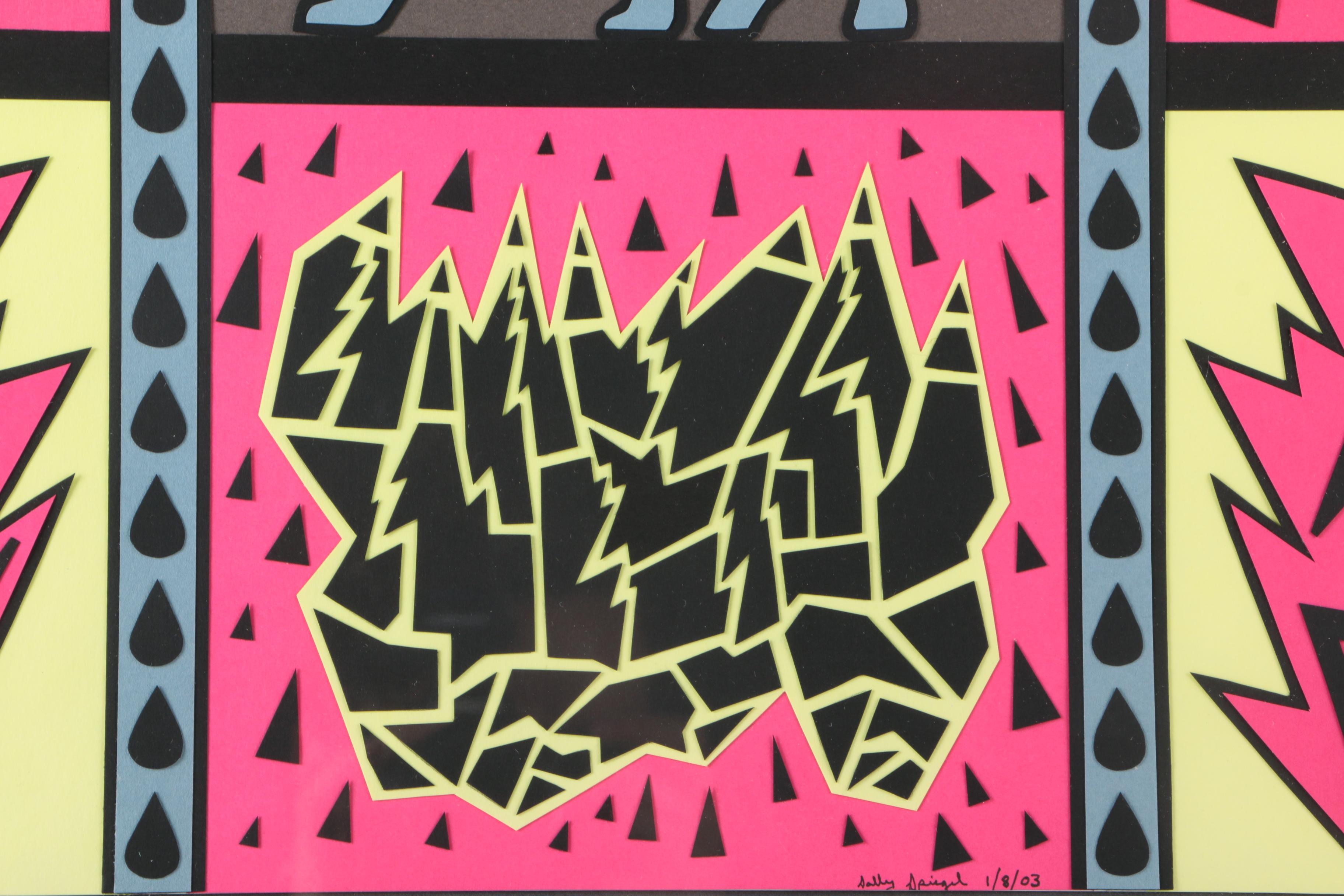 Sally Spiegel 2003 Mixed Media Paper Collage "My Burden" From the "Wolff" Series