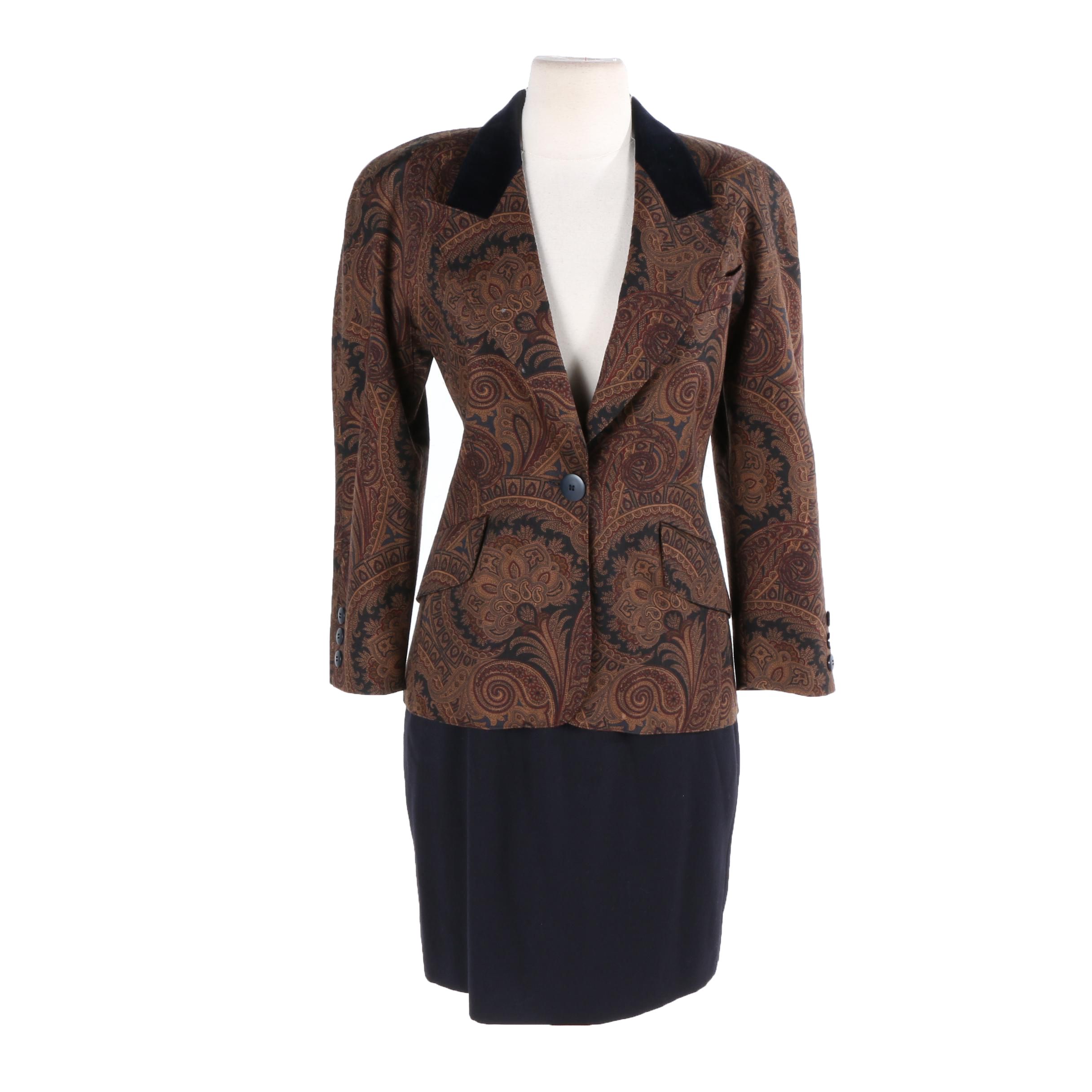 Vintage Escada by Margaretha Ley Wool Silk Blend Paisley Set