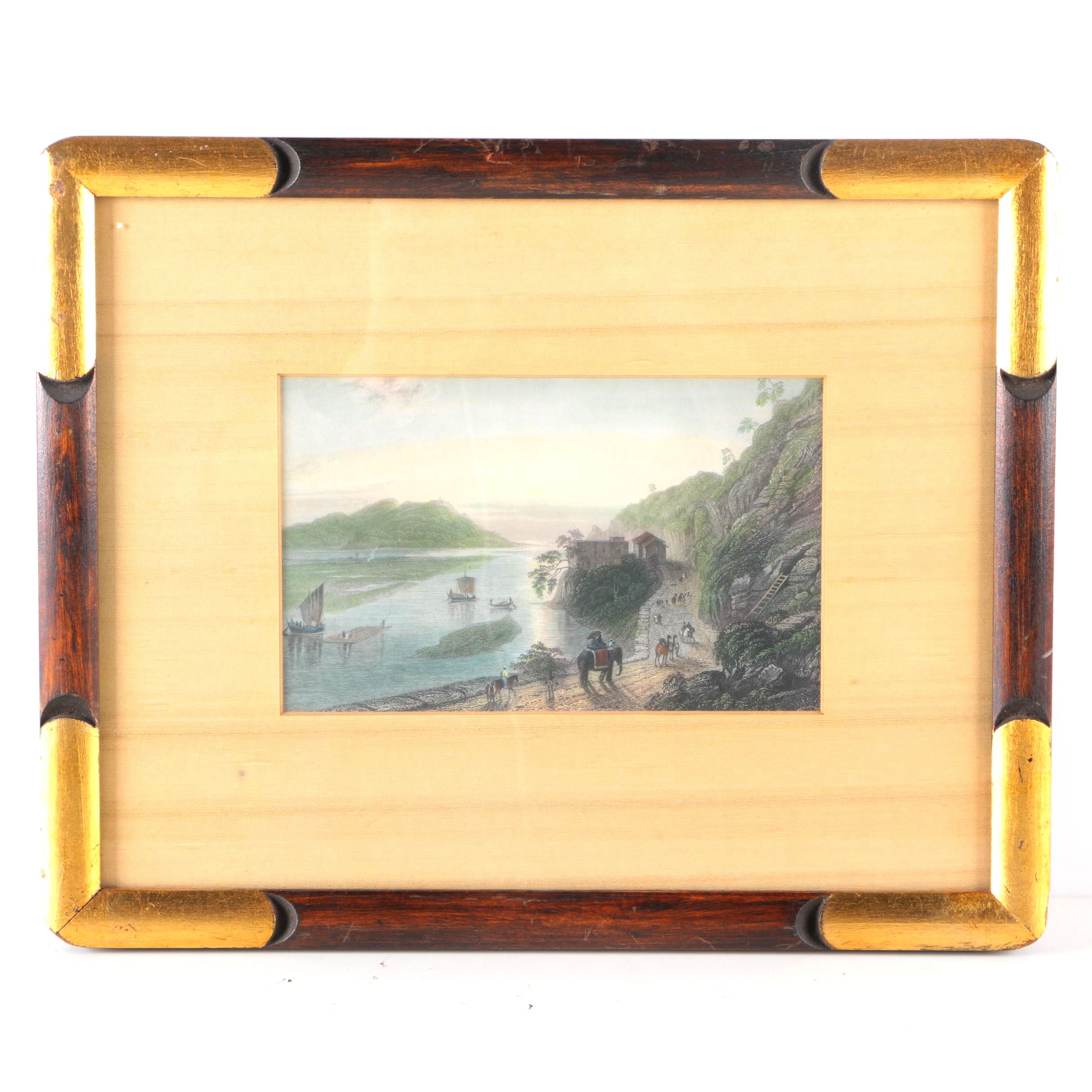 Hand Colored Engraving of an Asian Genre Scene