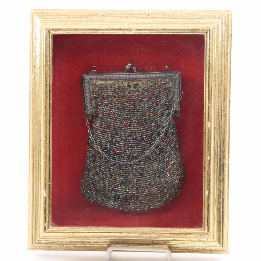 Framed Antique Beaded Purse