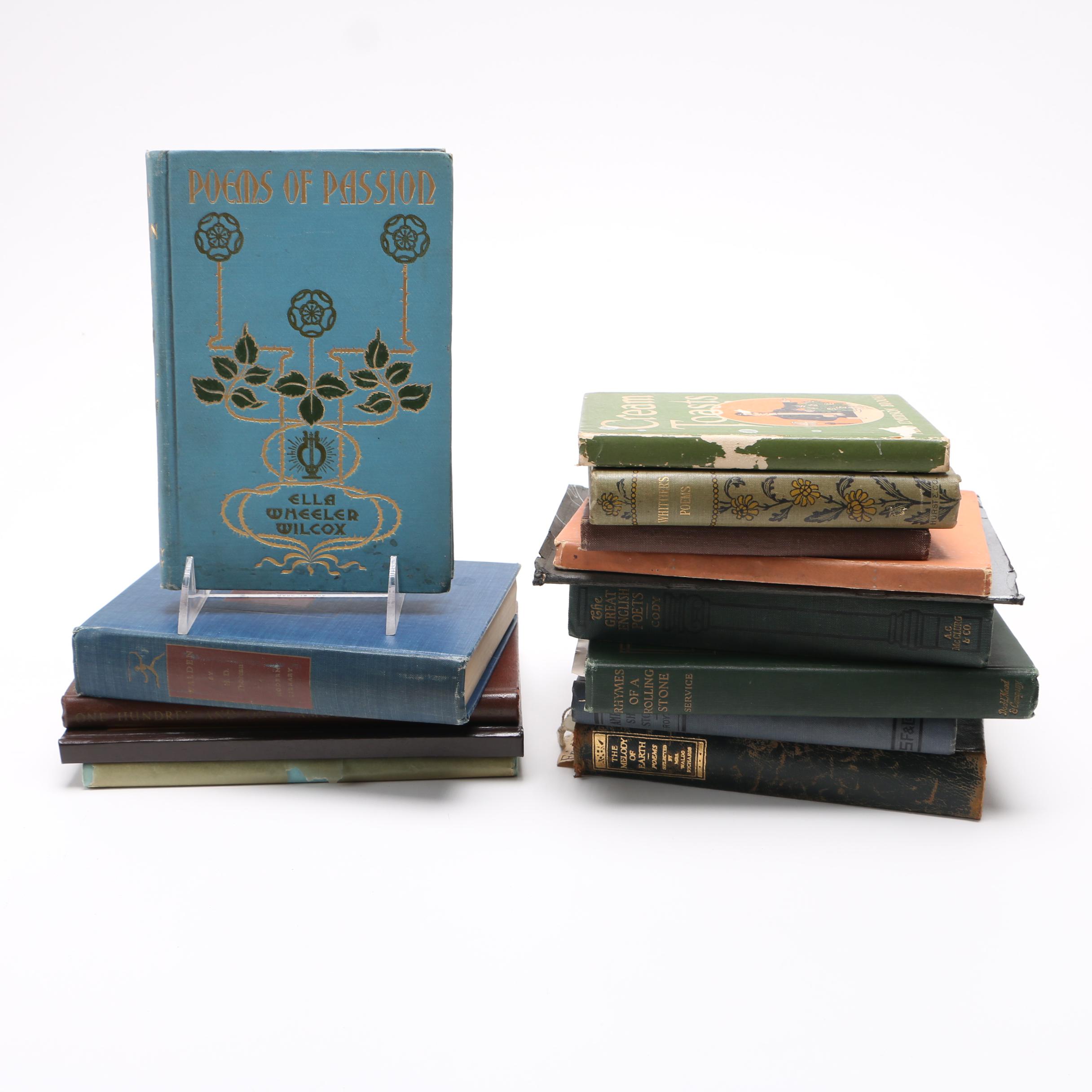 Fourteen Assorted Antique and Vintage Books of Poetry