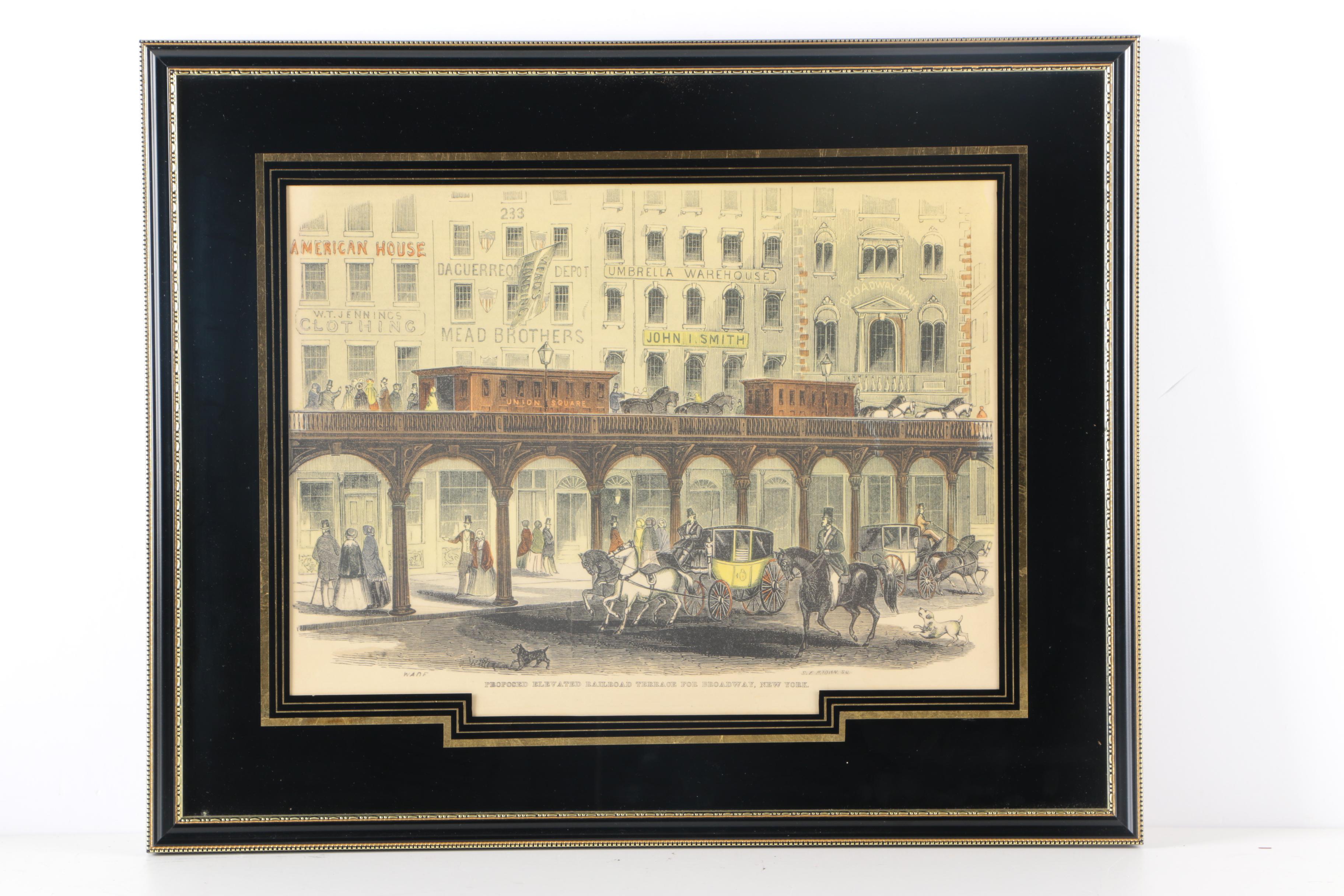 Hand Colored Lithograph Prints of New York Street Scenes