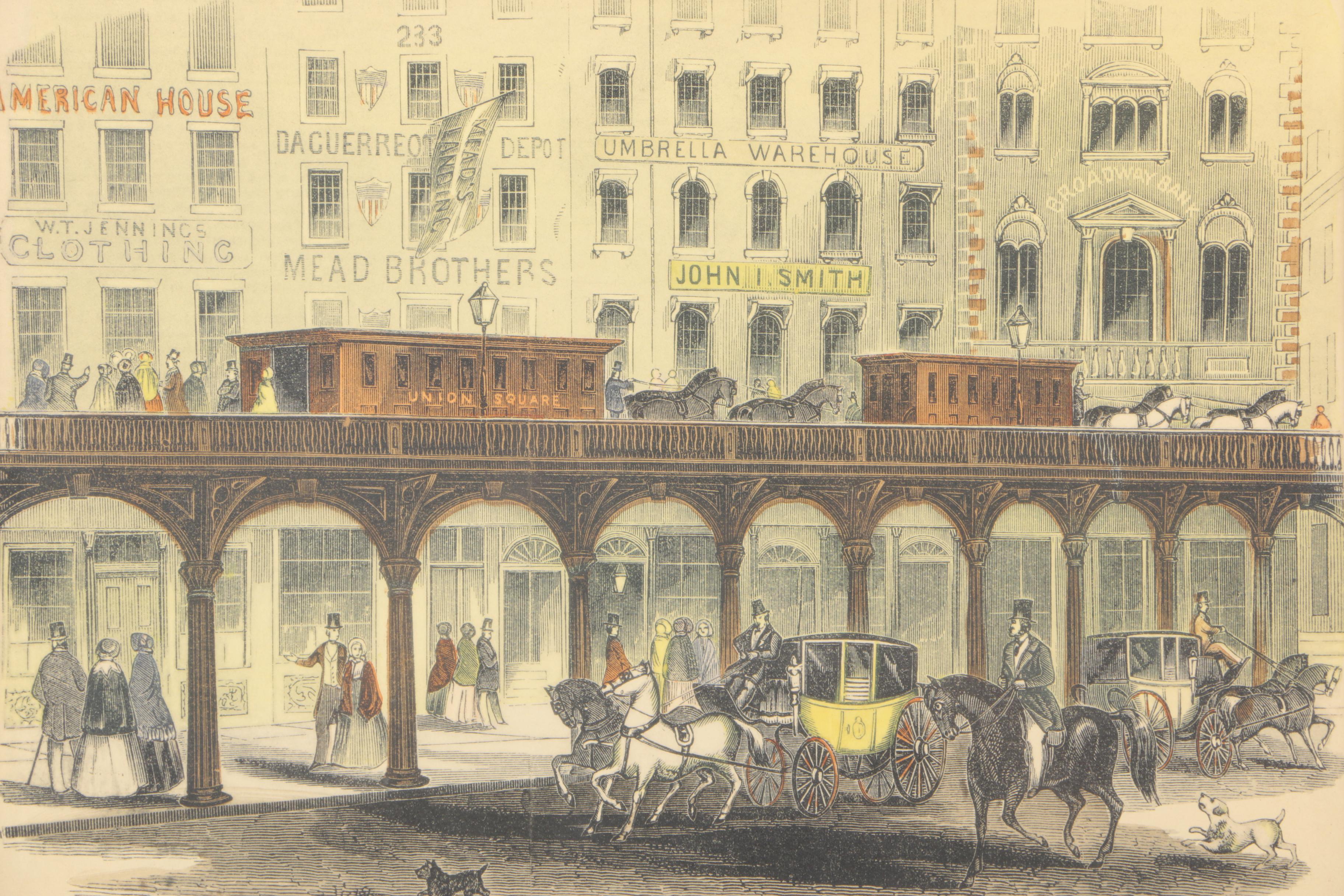 Hand Colored Lithograph Prints of New York Street Scenes