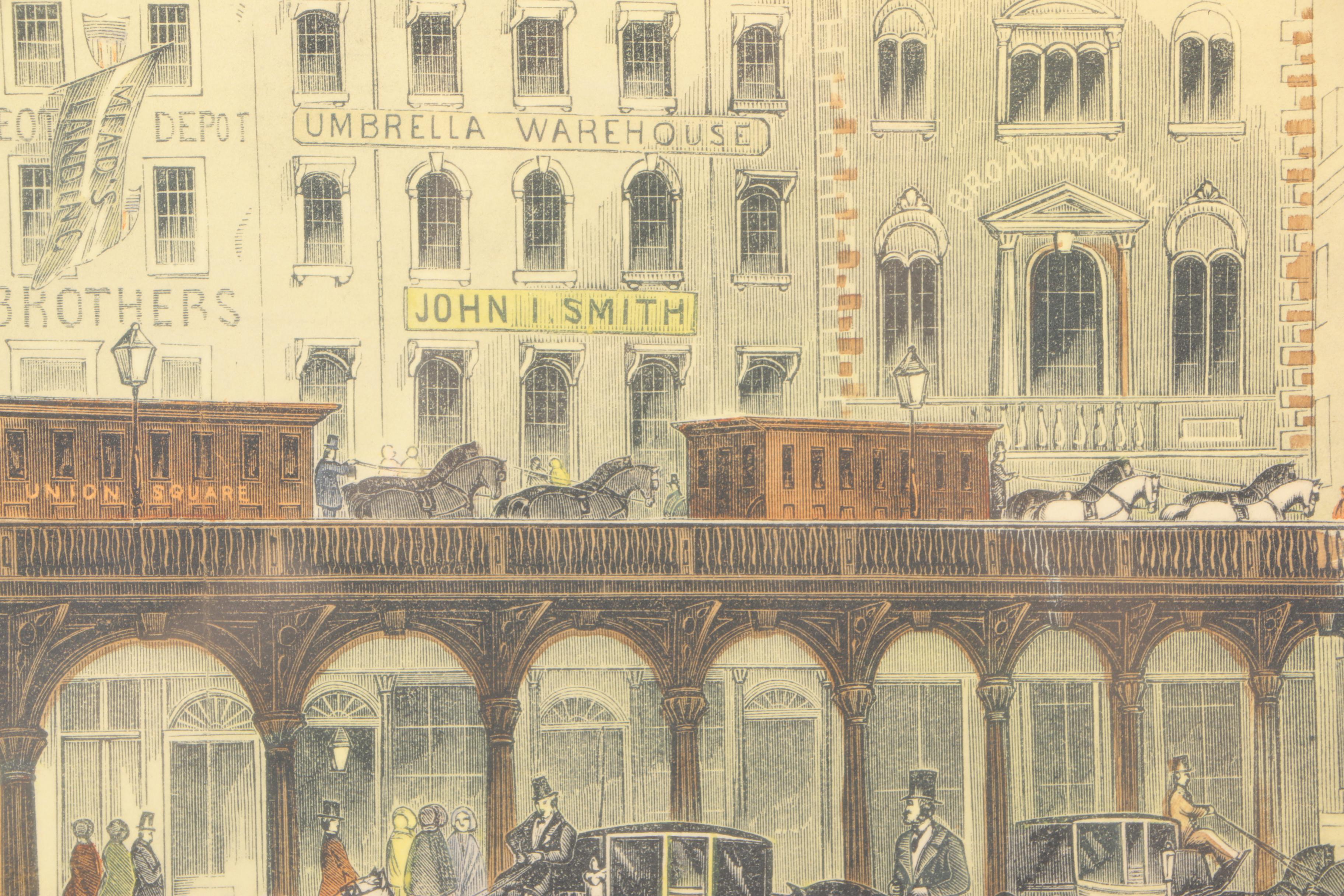 Hand Colored Lithograph Prints of New York Street Scenes