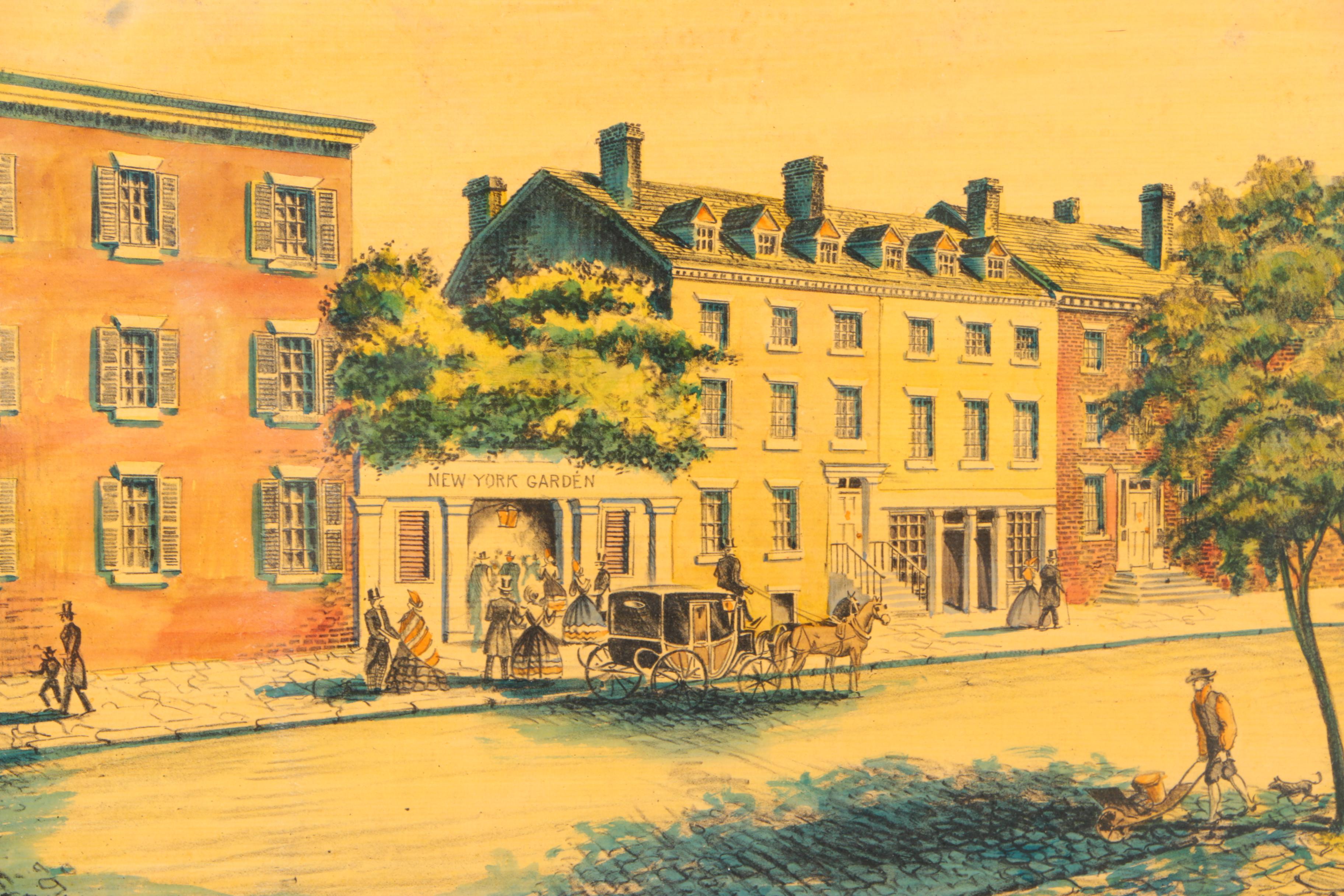 Hand Colored Lithograph Prints of New York Street Scenes