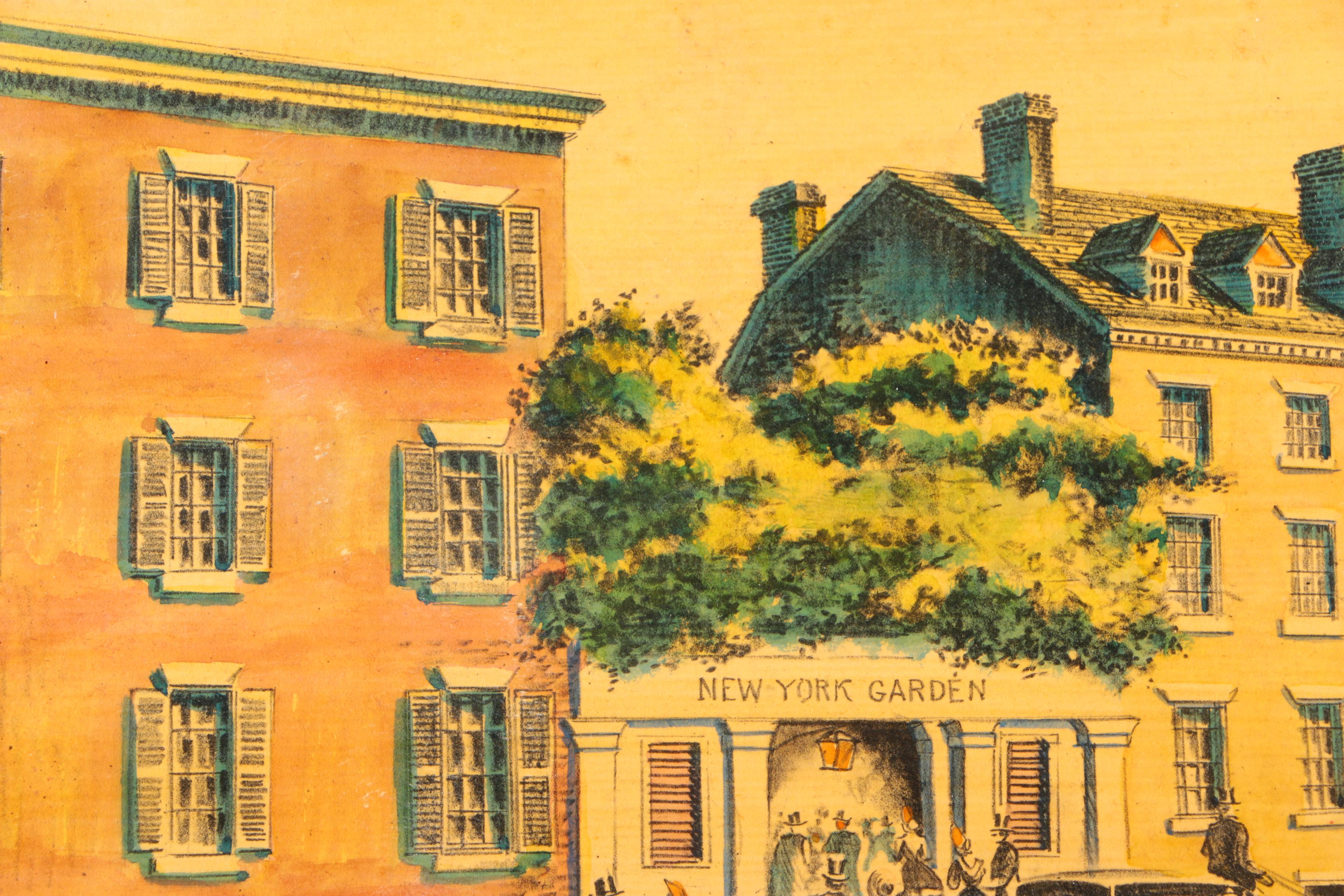 Hand Colored Lithograph Prints of New York Street Scenes