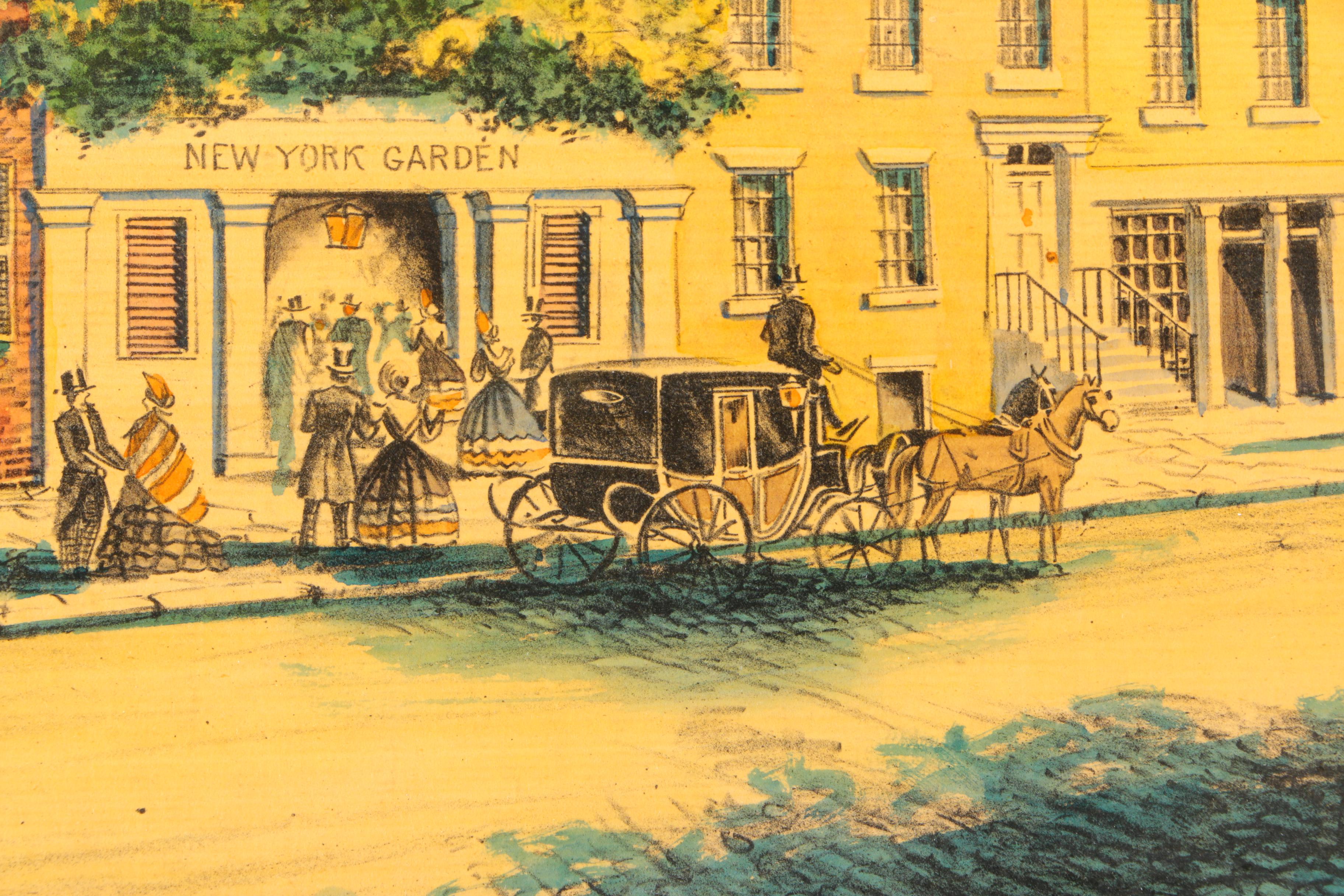 Hand Colored Lithograph Prints of New York Street Scenes